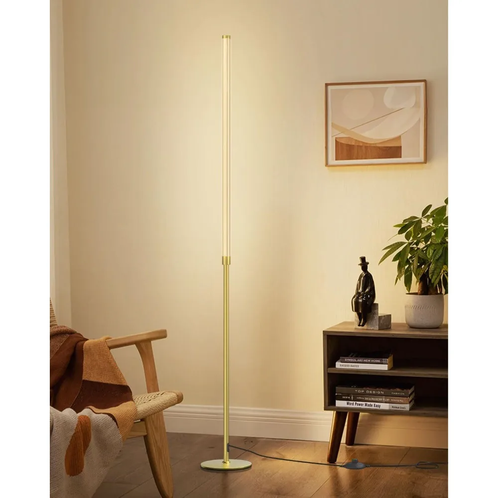 Minimalist Corner Floor Lamp - 3000K-6000K LED Linear Table Lamp - Dimmable Floor Lamp with Remote Control and Foot Switch