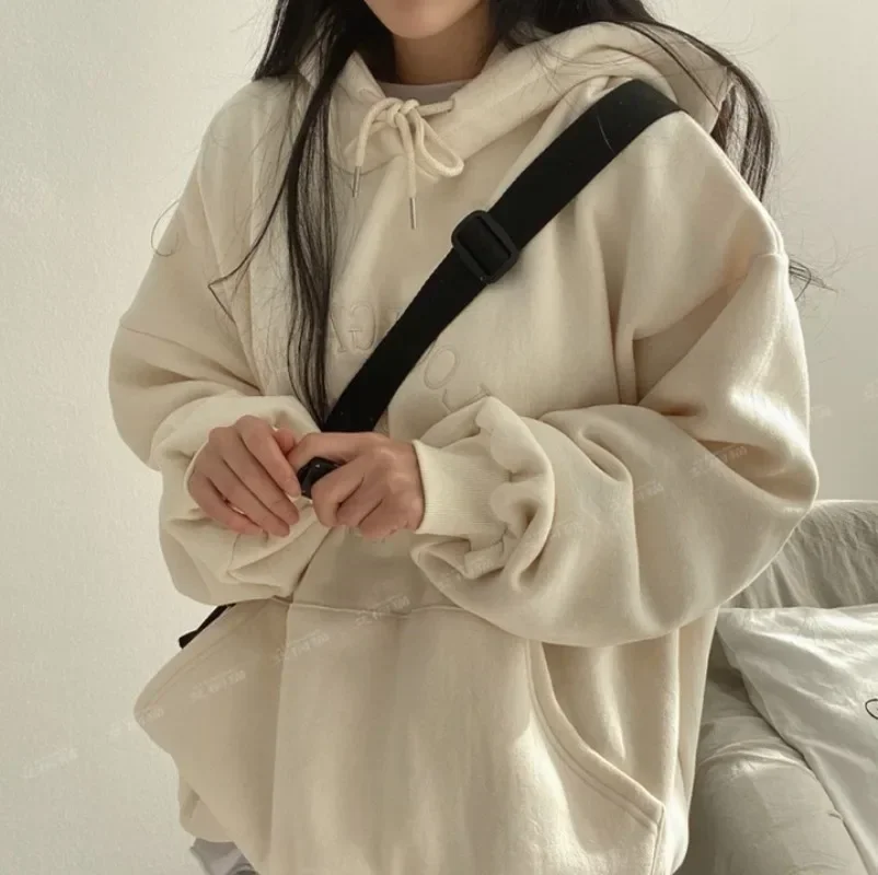 秋ヴィンテージ文字刺繍トレーナー女性の冬のトップス特大ガールズストリート Y2k 韓国ファッションプルオーバーパーカー