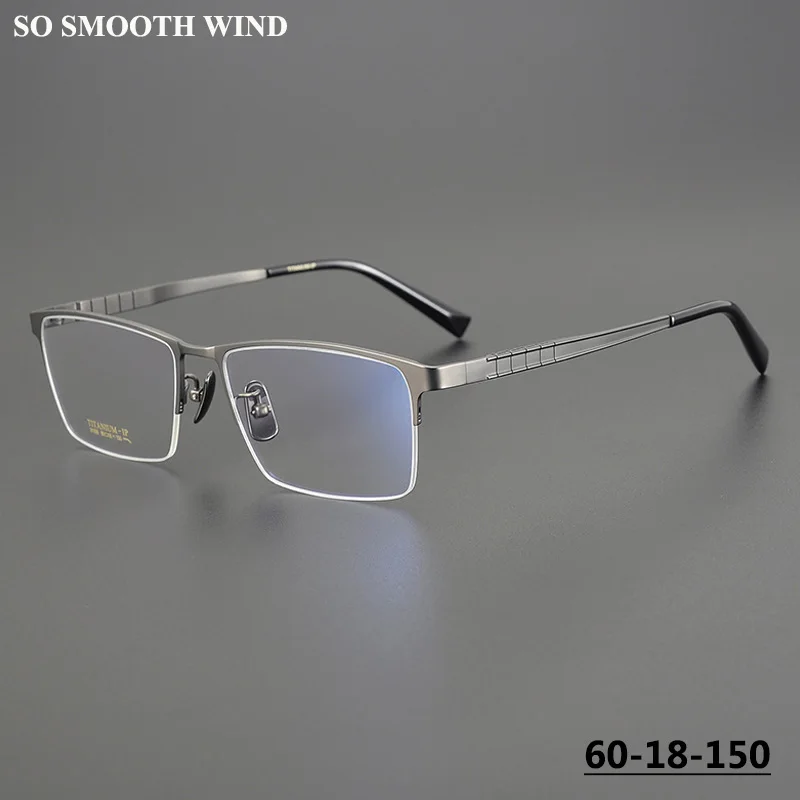 

150MM Half Frame Large Eyeglasses Men Titanium Square Business Glasses Women Male Ultralight Spectacle Big Face Half-rim Eyewear