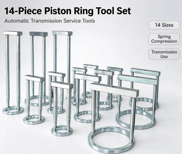 14pcs Piston Ring Compressor Tool Set Auto Transmission Clamps Spring Installer Remover Car Engine Repair Kit Garage Equipment