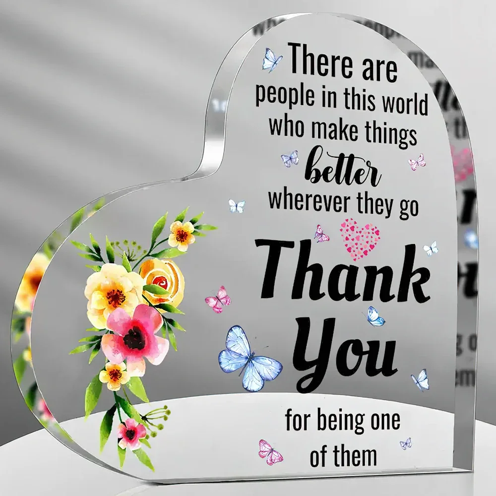 CIFBUY Acrylic Heart Plaque Creative Wall Art Modern Home Decor Desktop Ornament Thank You Gift For Teacher Friend Appreciation