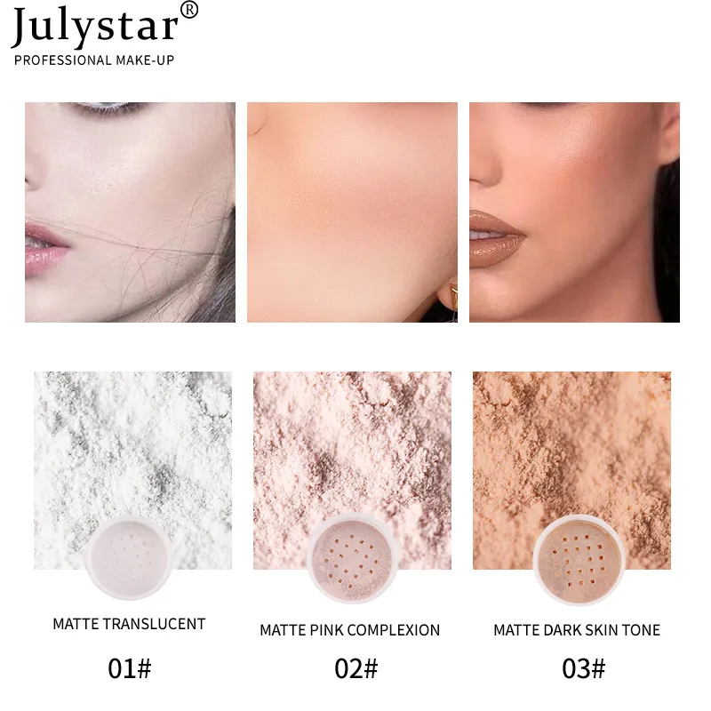 Julystar-polvo corrector de maquillaje femenino, mate, resistente al sudor, Base de maquillaje de alta cobertura, polvo de ajuste