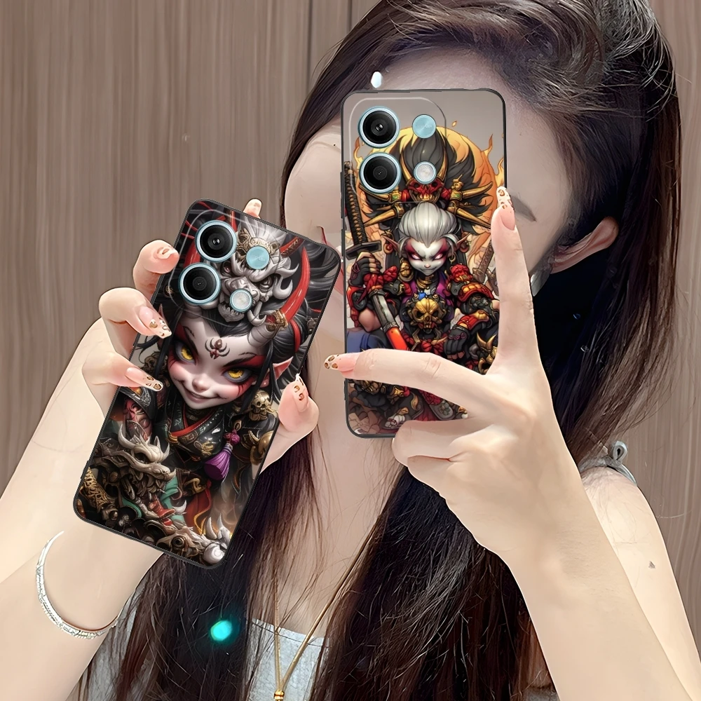 

Demon Girl Painting Mobile Cell Phone Case for Xiaomi POCO M6 M5 M4 M3 X6 X5 X4 X3 F6 F5 F4 F3 F2 C40 Pro GT 5G Black Cover