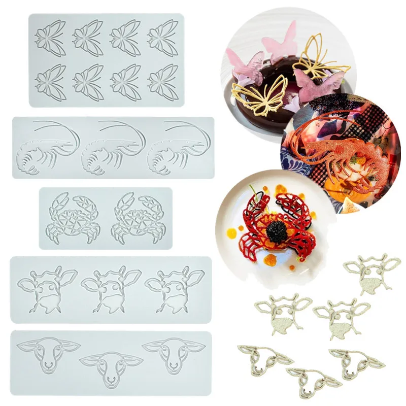 Estilos animais Silicone Bolo Lace Mold Borboleta Camarão Swan Bolo Decoração Border Decoração Lace Mold Cozinha Baking Tool