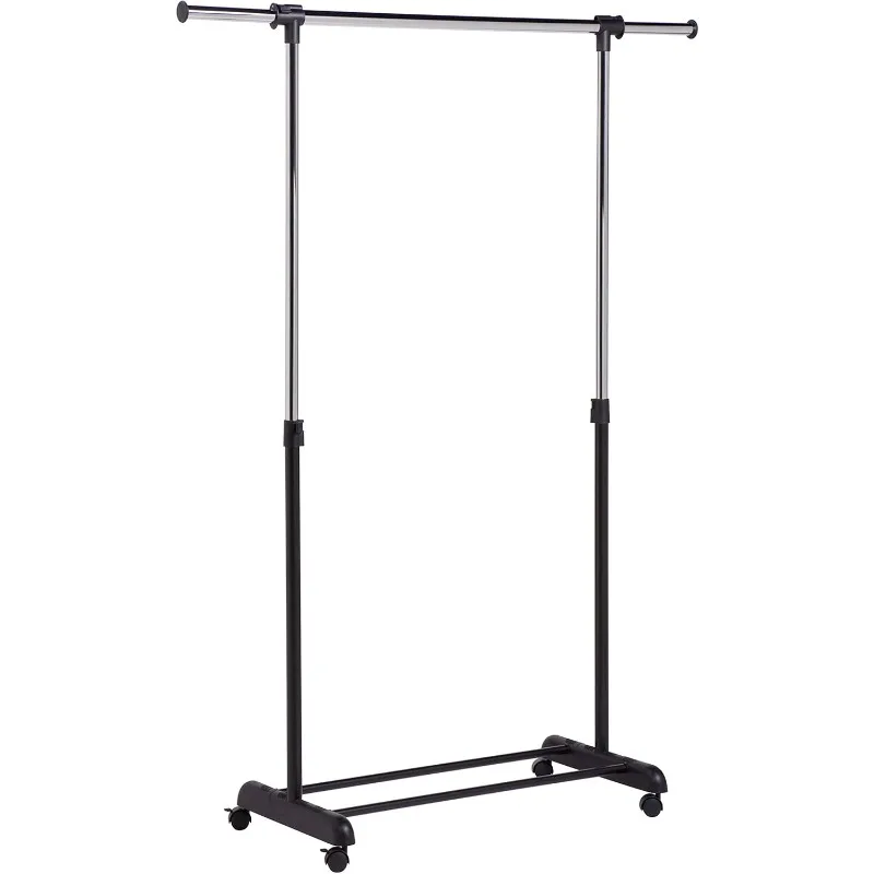 

Adjustable Height and Width Rolling Metal Clothes Rack GAR-01124 Chrome