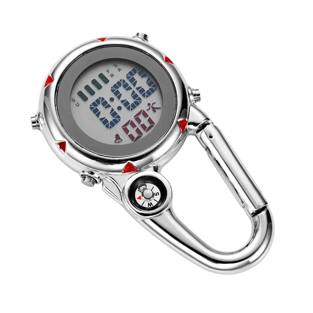 Mountaineering Hook Hanging Watch Stainless Steel Clip Quartz Climbing Waterproof Glow Dark Outdoor Pocket Watch Novelty