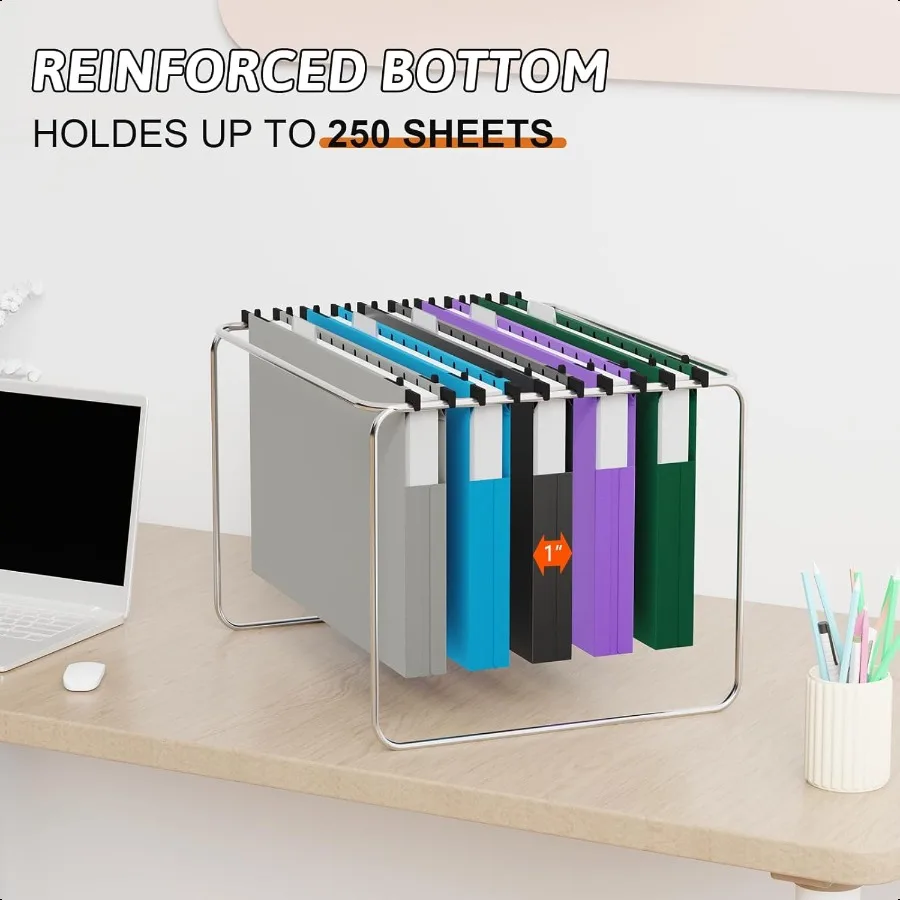 플라스틱 레거시 사이즈 행잉 파일 폴더, 튼튼한 1인치 확장형, 조절 가능한 탭 포함 12개입, 강화된 레거시 확장형 행잉 파일