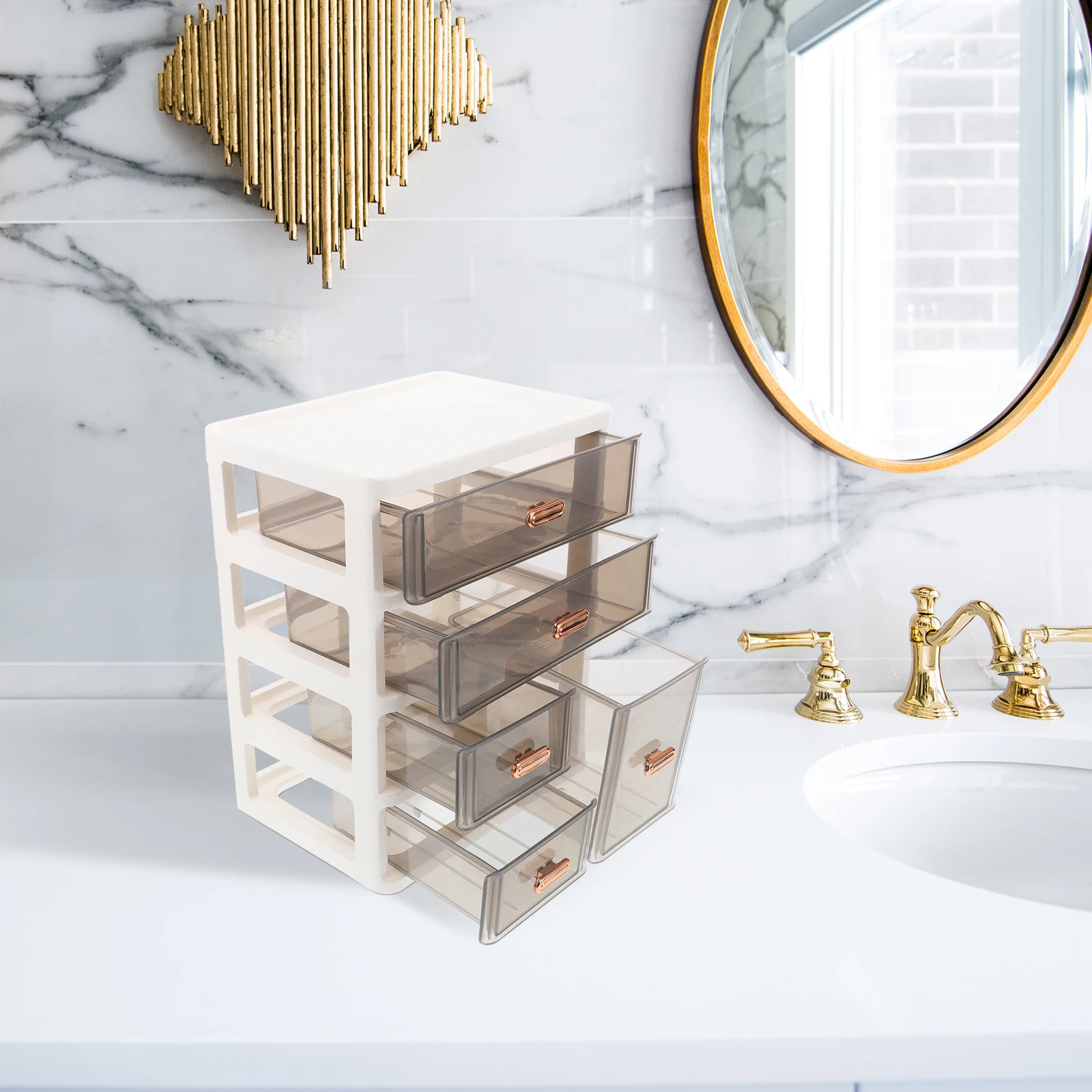 

Desktop Storage Multilayer Drawer Design Transparent Top Sundries Storage Stationery Skin Care Dorm Office Plastic ganizer