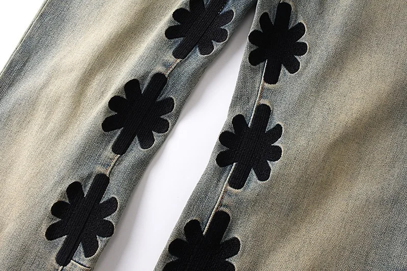 عبر الحدود الأكثر مبيعا LOSTSHDWS الجينز التطريز شعار عادية عالية الجودة سليم صالح السراويل المفقودة SHDWS سراويل جينز #6