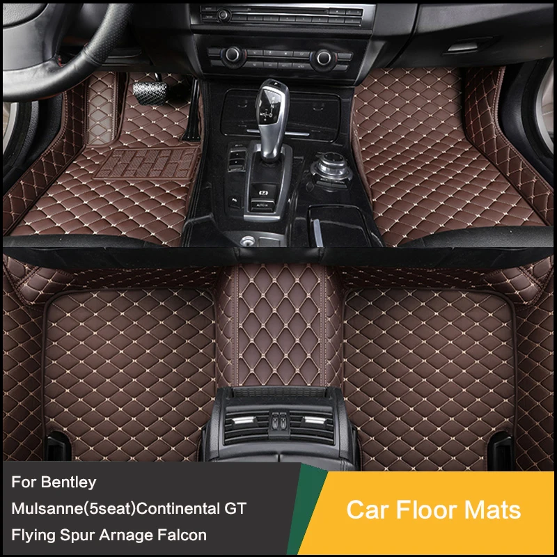 

Custom Car Floor Mats Special For Bentley Mulsanne(5seat)Continental GT Flying Spur Arnage Falcon Leather Carpet Car Accessories