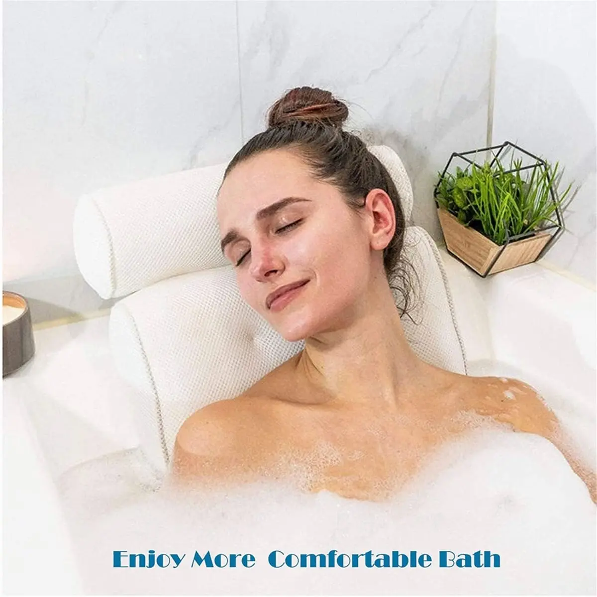 DT81 Bath Pillow for Bathtub 4D Bathtub Pillow Bathroom Set with 7 Suction Cups SPA Bubble Bath Pillow Square Bathtub Pillow