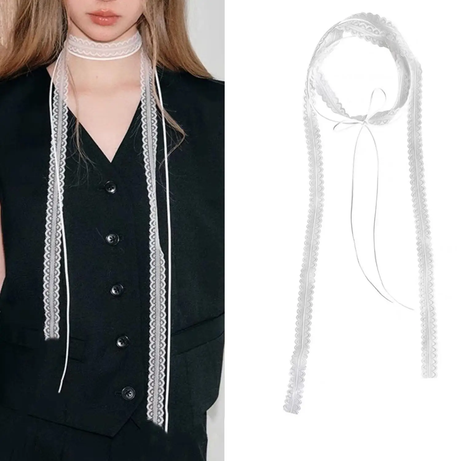 Fashion Ribbon Polka Dot Scarf Printed Thin Scarf Headband Korean Style Neckerchief Long Scarves Wedding