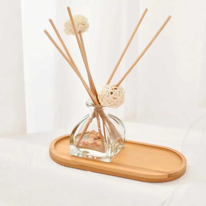 Bamboo Soap Dispenser Tray Vanity Countertop Bottles Organizer Holder Round Square Candles Jewelry Storage Tray for Bathroom