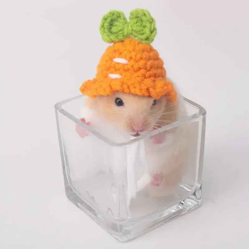 Hamster Hat Small Animals Lovely Hand Knitted Hats for Lizard Guinea Pig Reptile Christmas Party Clothes Costume Pet Caps