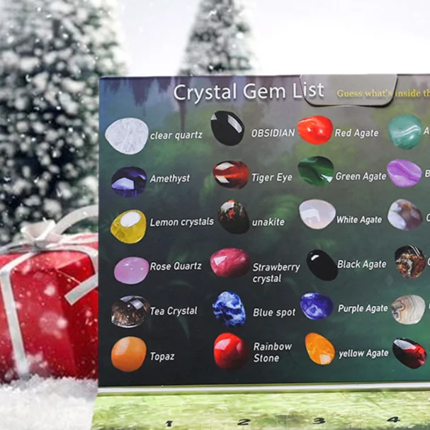 24 يوما عيد الميلاد العد التنازلي التقويم كريستال تقويم القدوم الأحجار الكريمة الطبيعية بلورات هدايا عيد الميلاد عيد الميلاد تقويم القدوم