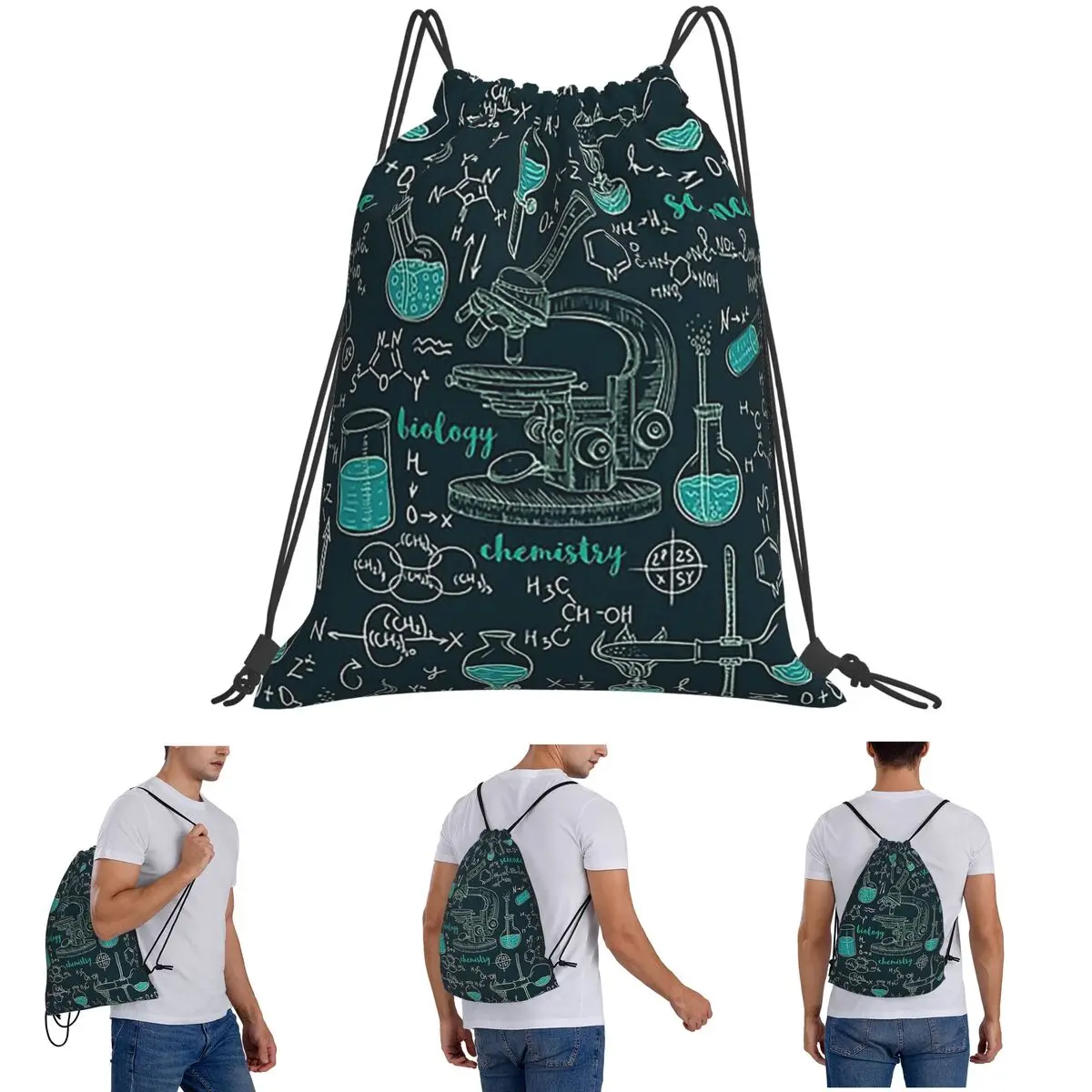 

Винтажные старые химические лабораторные трубки для микроскопа, формулы, рюкзаки, портативные сумки на шнурке, спортивная сумка, сумки для книг для путешествий