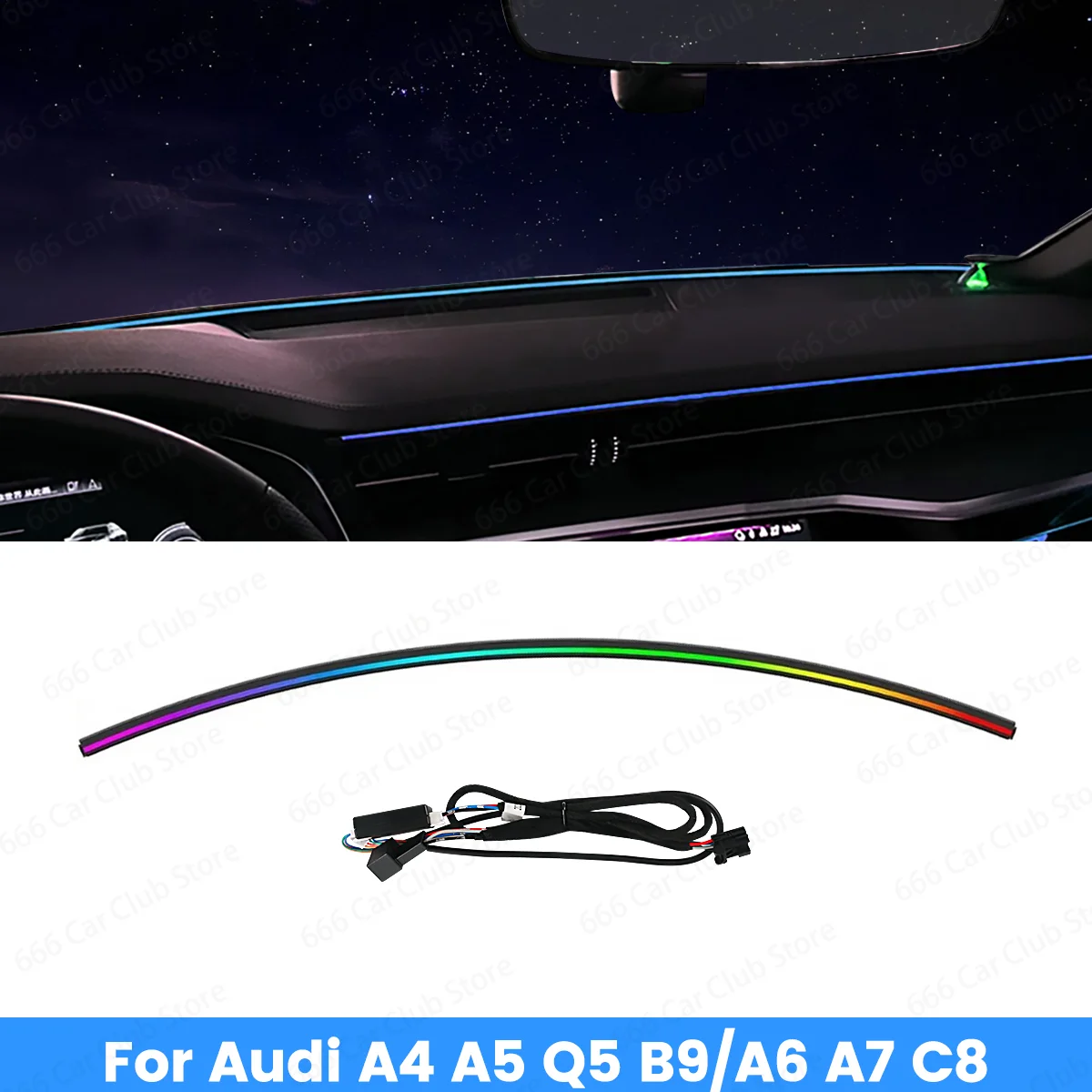 

32 Colors LED Car Instrument Desk Lamp Adjustable Dimming for Audi A4 A5 Q5 B9 A6 A7 C8 Interior Lighting