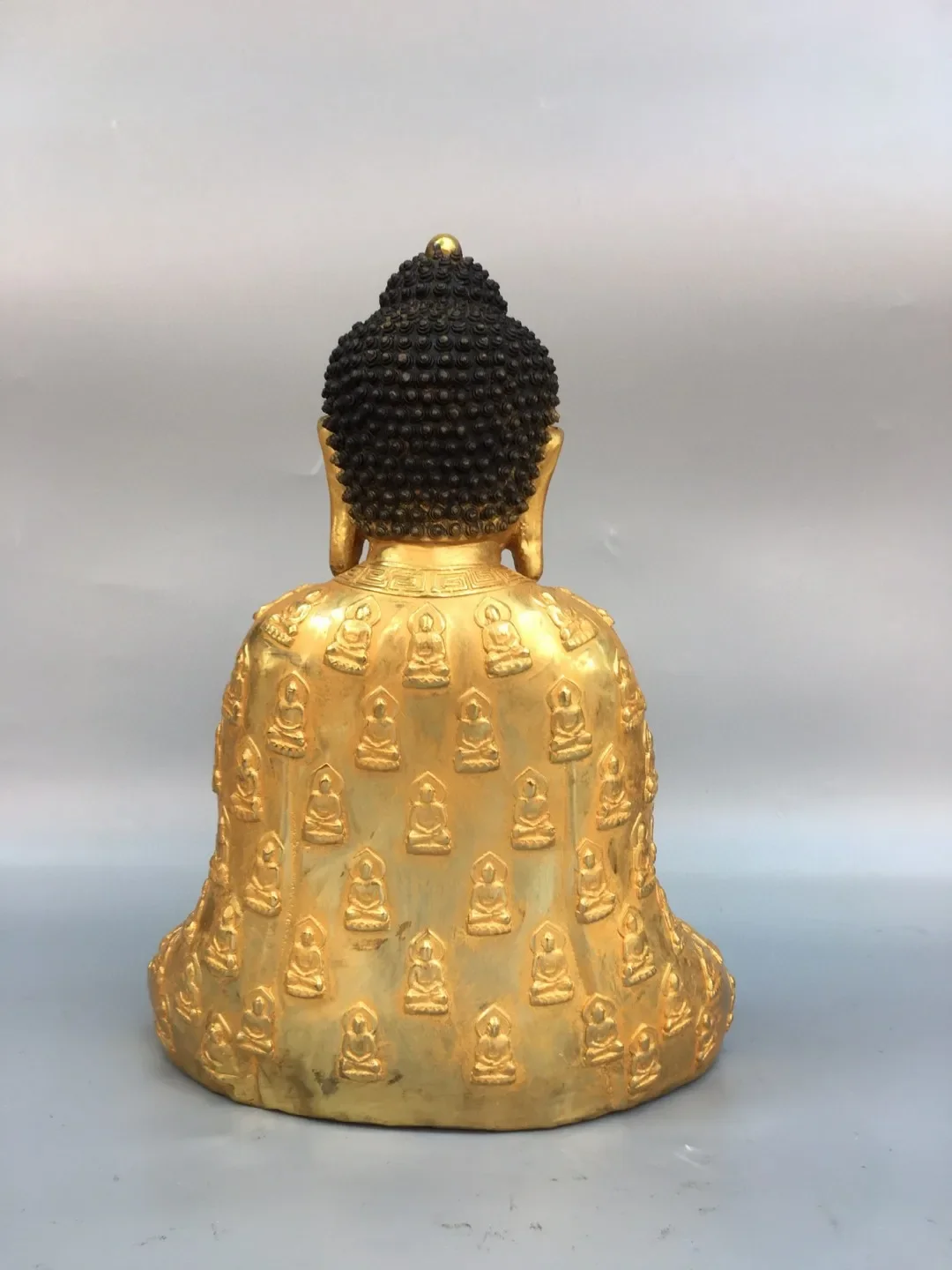 Tibetan Pure Copper Brass Gilded Shakyamuni Hundred Buddhas Amitabha Buddha Statue Home Buddha Hall Decoration 28cm Supplies