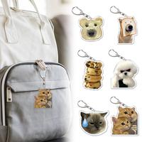 Creative Emoticon Doge Cheem Cat Meme Keychain Funny Cat Toast Keyring Cute Bread Cat Small Pendant For Backpack Car Keys Purses