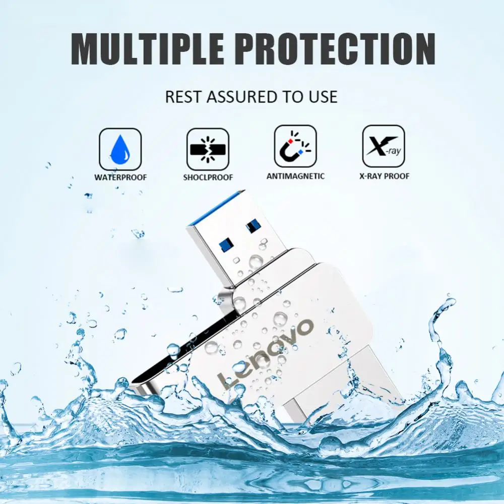 Lenovo Metal 16TB USB Disk Flash Drive USB 3.0 High Speed File Transfer 2TB 1TB Ultra-large Capacity Waterproof Mechanical Style