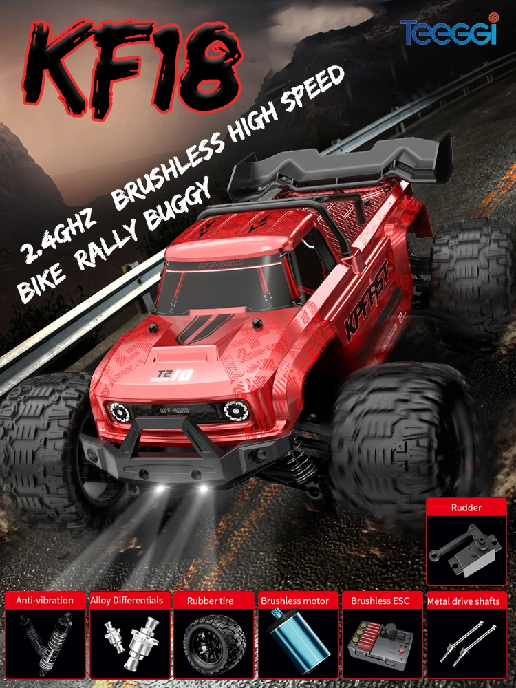 KF18 1/14 RC Drift Car 80KM/H 4WD 2.4G Hochgeschwindigkeits-Offroad-Rennwagen Bürstenloser 3S Ferngesteuerter Truck Spielzeugauto als Geschenk