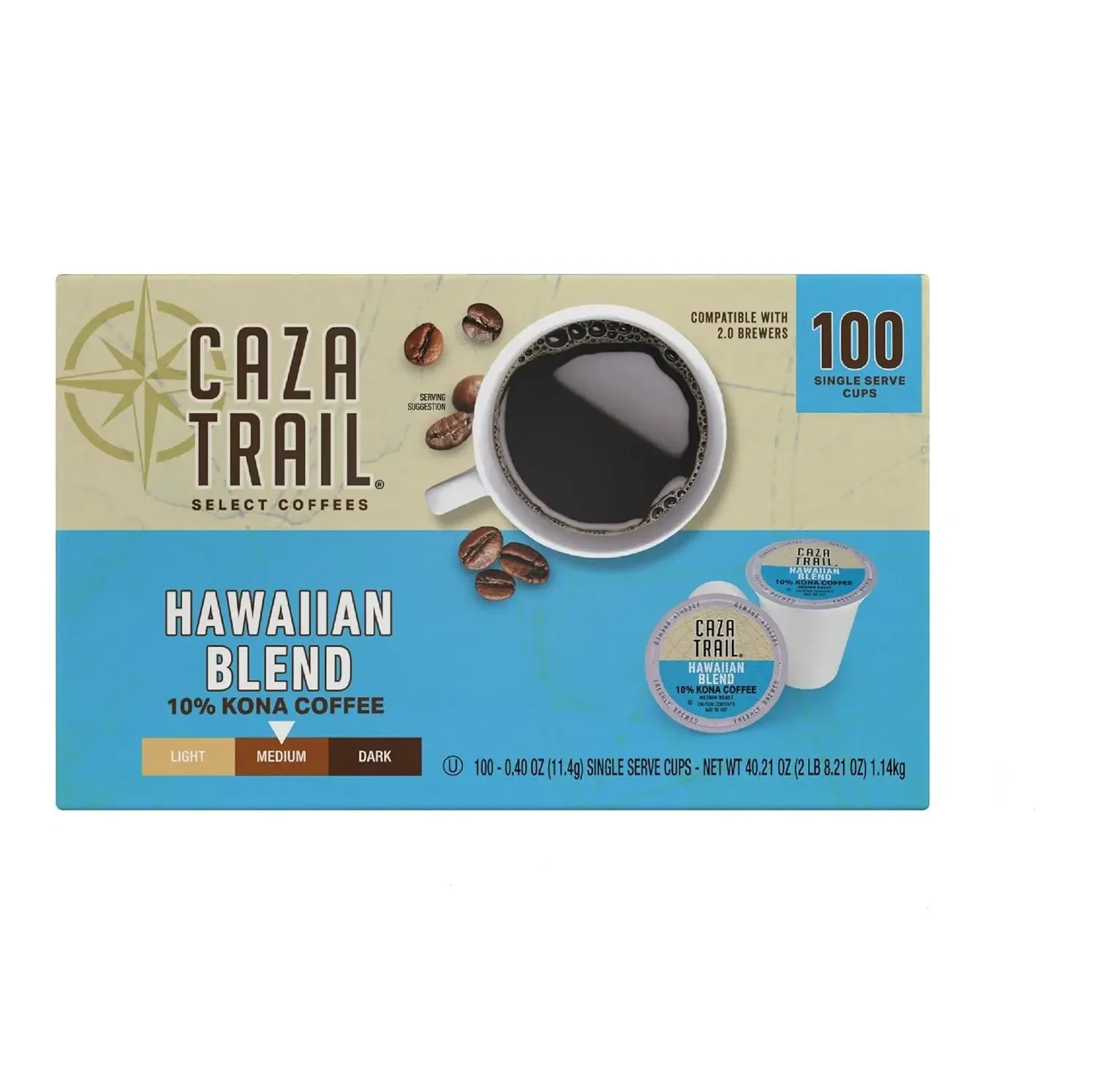 

Caza Trail Coffee, Kona Blend, 100 Single Serve Cups