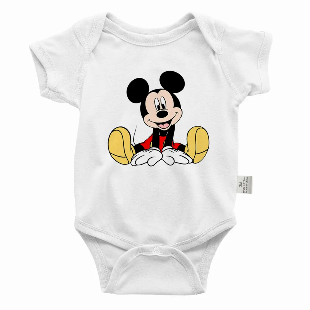 Disney Micky Mouse Baby Bodysuits Infant Cotton Short Sleeve Rompers Newborn Body Baby Boys Girls Onesies