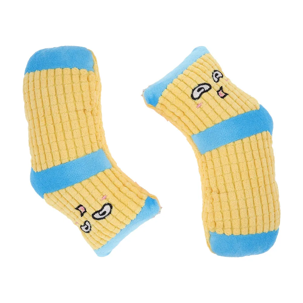 2Pcs Cartoon Sock Dog Squeaking Plaything Encourages Exploration Reduces Boredom Prevents Destructive Chewing for Small Dogs