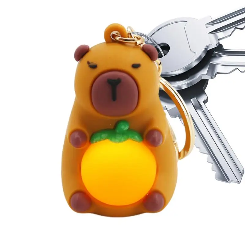 Cute Capybara Keychain Animal Keychain Night Light Decor Capybara Styling Keychain Decoration for Backpack Mobile Phones Bags