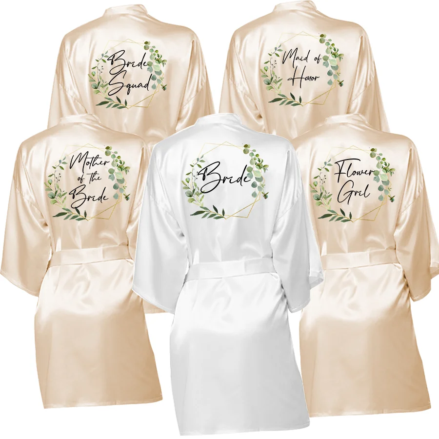 Bridesmaid Robe Women Robe Satin Silk Bride Squad Robes Wedding Bridal Bridesmaid Robes Team Bride Bathrobe Sleepwear Silk Dress