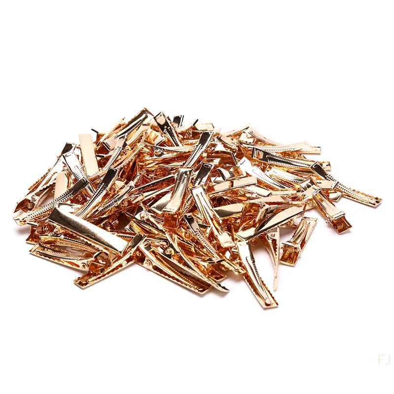 

[YU]100pcs KC Gold Metal Alligator Hair Clips Pins Flat Top with Teeth for DIY Hairp