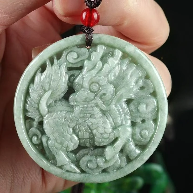 

Natural Top Quality Jadeite Blessing Kirin Ice Species Jade Pendant Necklace for Men and Women Fashion Personalized Amulet Gift