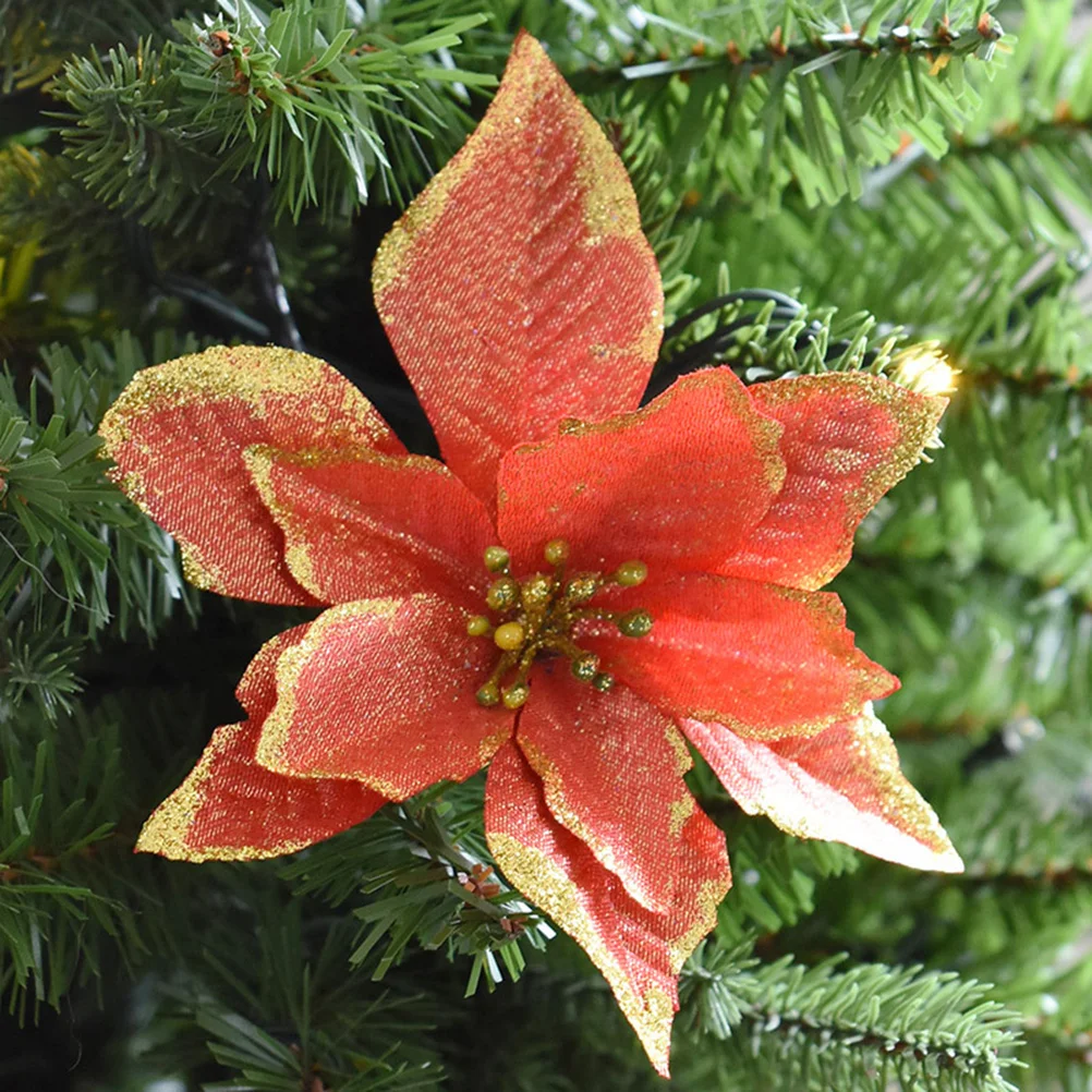 10 Pcs Christmas Flower Decoration Decorations Xmas Decorate Ornament Holiday Decorative Ornaments Tree for