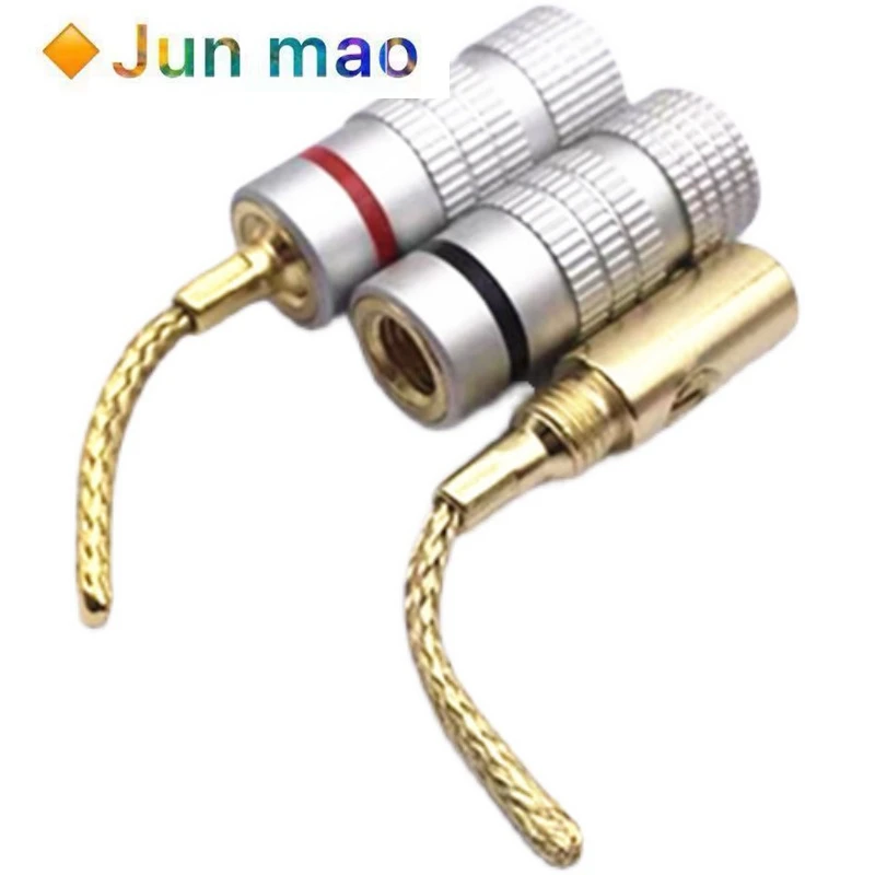 1set Banana plug copper wire braided wire gold plated audio amplifier wiring plug pin speaker plug