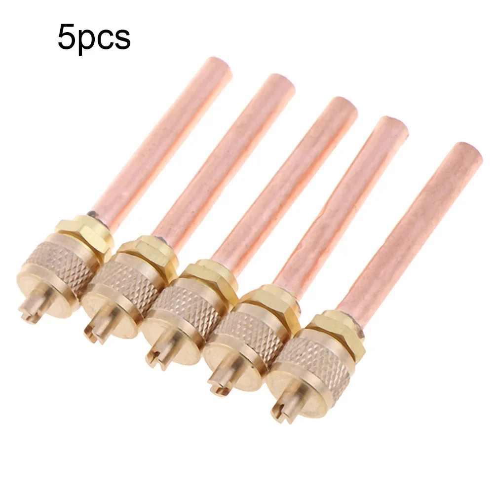 5PCS Refrigeration Access Valves Copper Tube Filling Parts Replacements AC Air Conditioner Refrigeration Access Valve