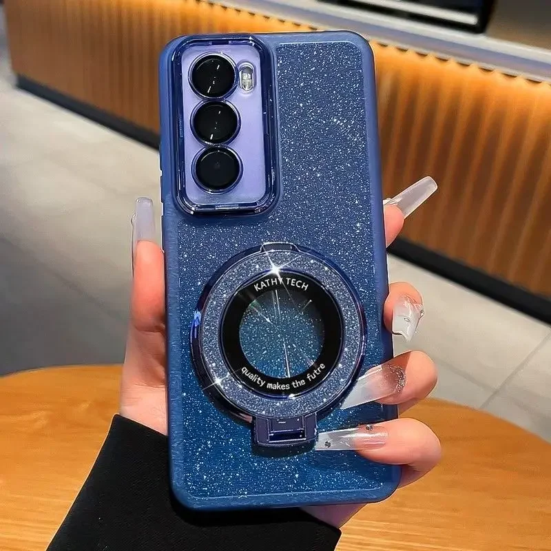 Glitter Ring Holder Phone Case for OPPO Reno 12 11 Pro 12F 11F A80 A60 A98 A79 A59 A78 A58 A38 18 96 76 36 16 17 K S 4G 5G Cover