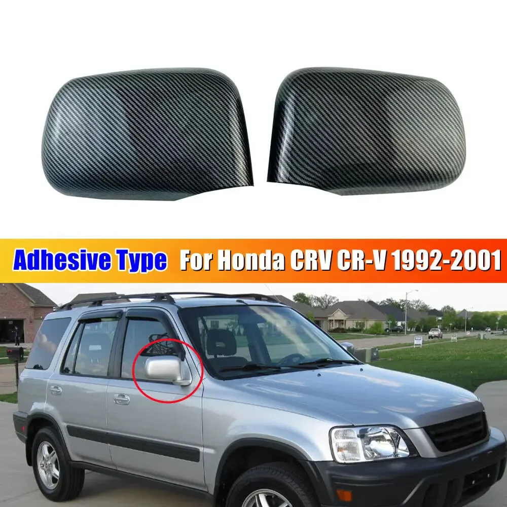 

For Honda CRV CR-V 1992-2001 Car Sticker Rearview Side Mirror Cover Wing Cap Exterior Door Rear View Case Trim Carbon Fiber Look