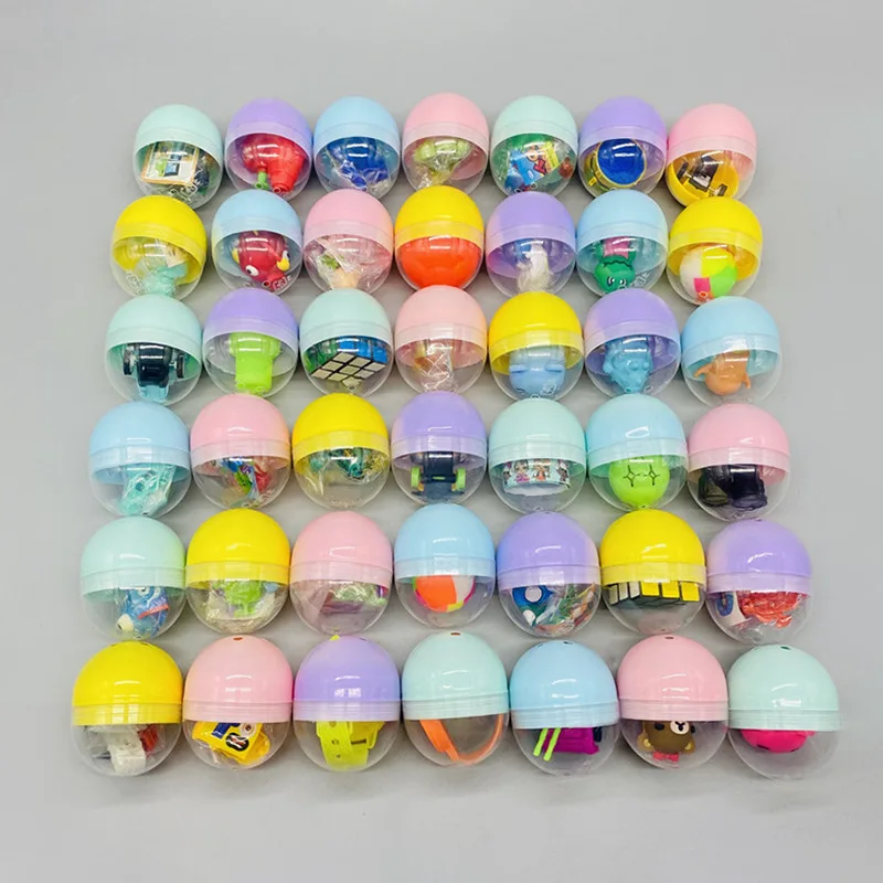 10pcs 47mm*55mm Macaron Color Plastic Surprise Capsule Toy Balls With Different Toys Randomly Mixed Vending Machine Fun Eggs