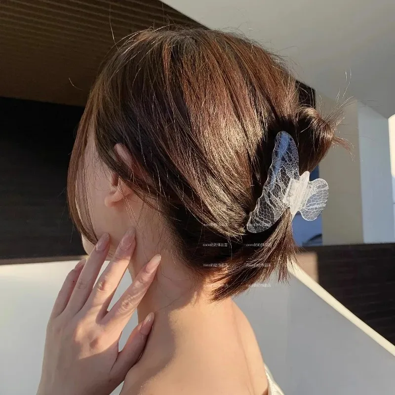 Nouvelle Pince à Cheveux Requin Élégante à Motif Dentelle pour Femme, Accessoire Capillaire Sexy pour Chignon ou Demi-queue, Texture Mature