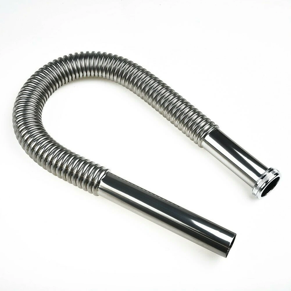 Home Hotel Kitchen Drain Hose Drain-pipe Stainless Steel 1pcs 800mm High Temperature Resistant Silver Leak Proof