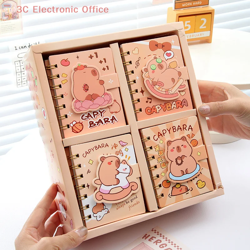 1Pcs Kawaii A7 Coil Notebook Cartoon Capybara Mini Notepad Diary Agenda Planner Cute Pocket Coil Notebook Student Stationery