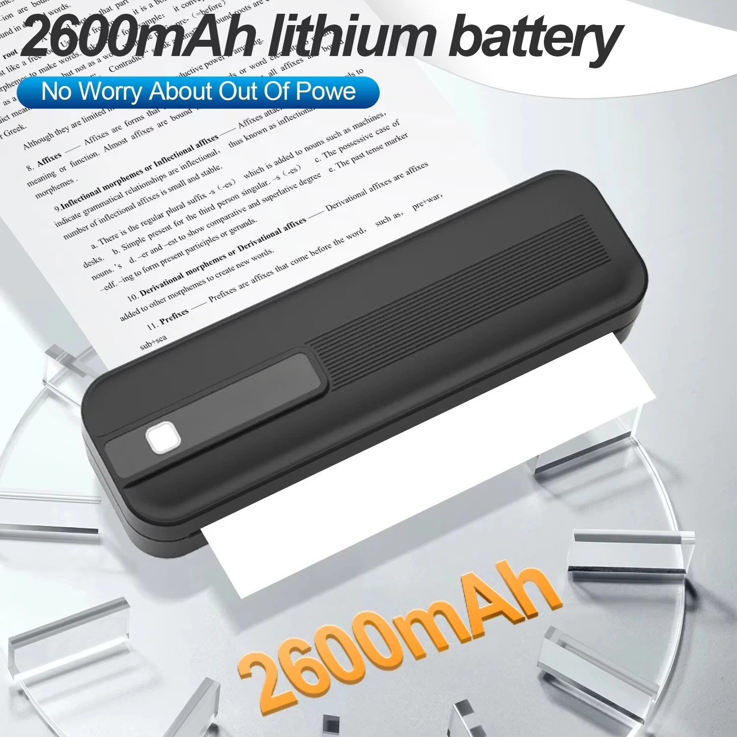 203dpi Resolution in Stock For 5.0 Auto-Cut Function High Quality A4 Thermal Inkless Printer with 2600mAh Battery
