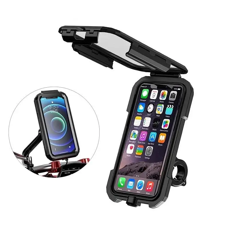 Bike Phone Support Waterproof Case Bike Motorcycle Handlebar Rear View Mirror Stand Holder for 4.7-6.8