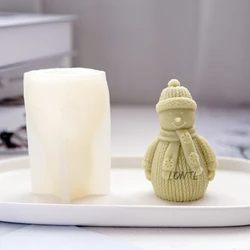 Wool Scarf Snowman Silicone Candle Mold Homemade Christmas Snowman Crafts Resin Plaster Diy Soap Chocolate Ice Cube Baking Mold