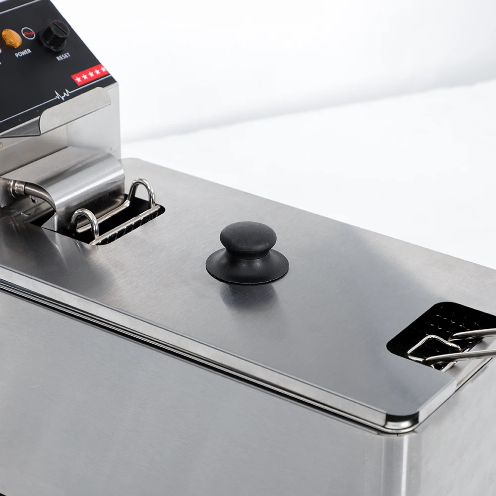 Commercial Stainless Steel Single Cylinder Electric Deep Fryer 4L Easy Clean for Food Cooking