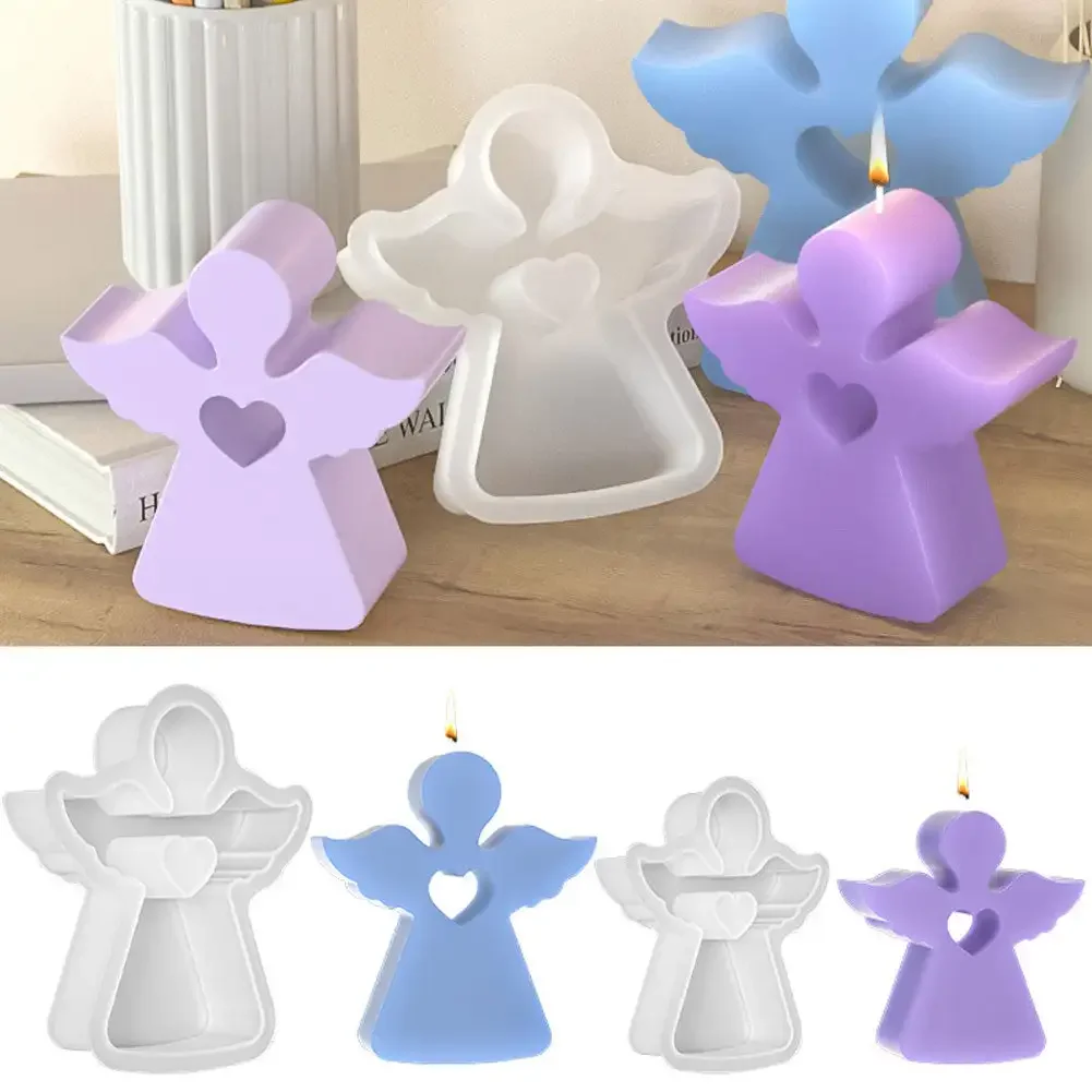 Easter Ornament Silicone Candle Mold DIY Angel House Craft Gifts Making Soap Plaster Concrete Casting Molds Home Decor Supplies