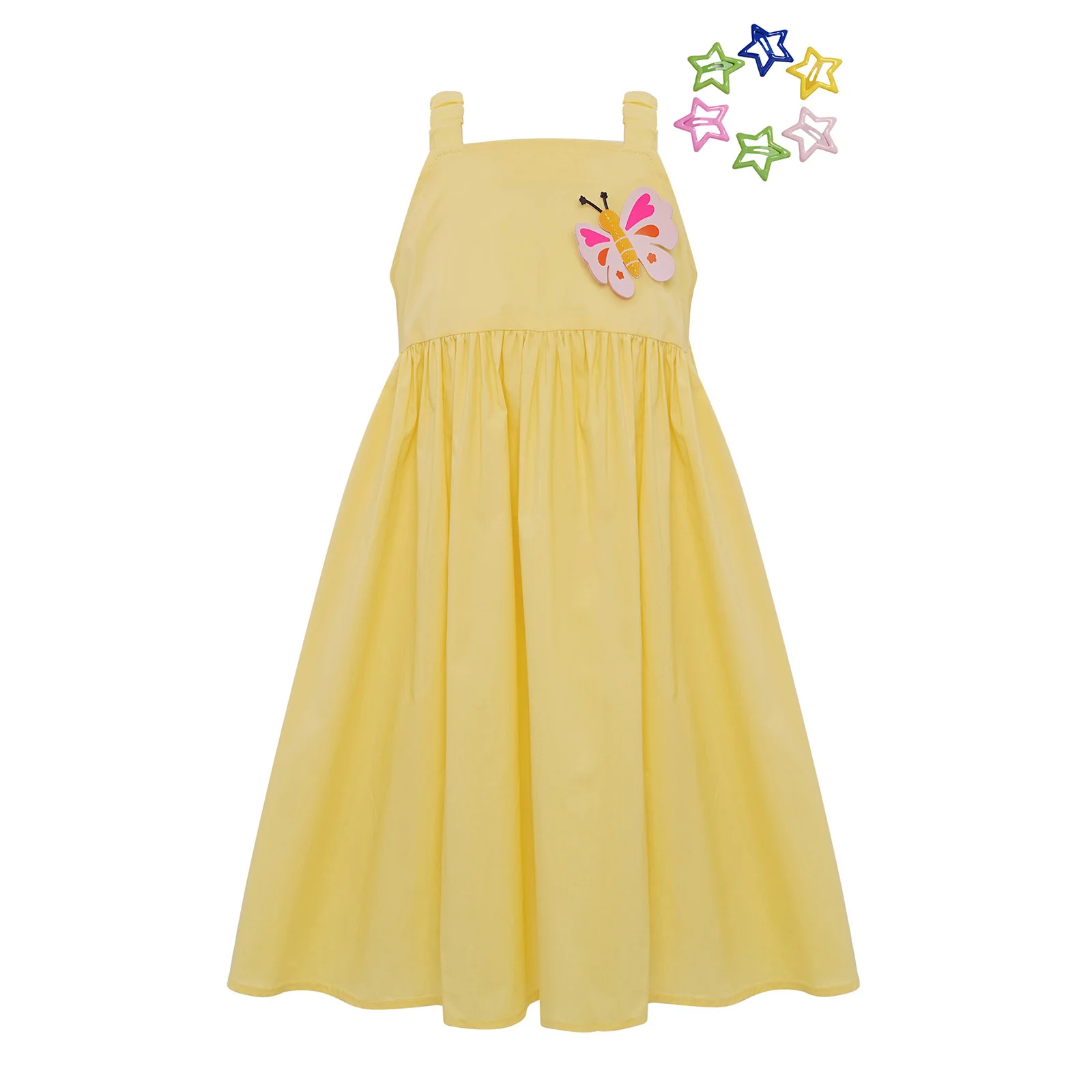 

Kids Girls Funny Butterfly Wings Dress Summer Sleeveless Elastic Shoulder Straps Fairy Sundress for Holiday Vacation Beachwear