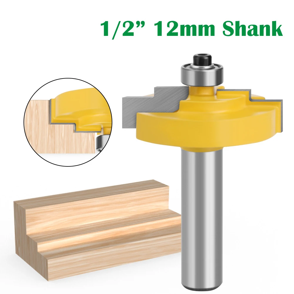 목재 조각 액자 스텝 래빗 몰딩 라우터 비트 카바이드 팁 밀링 커터, 1/2 인치 12.7mm 12mm 생크 밀링 커터, 1 개