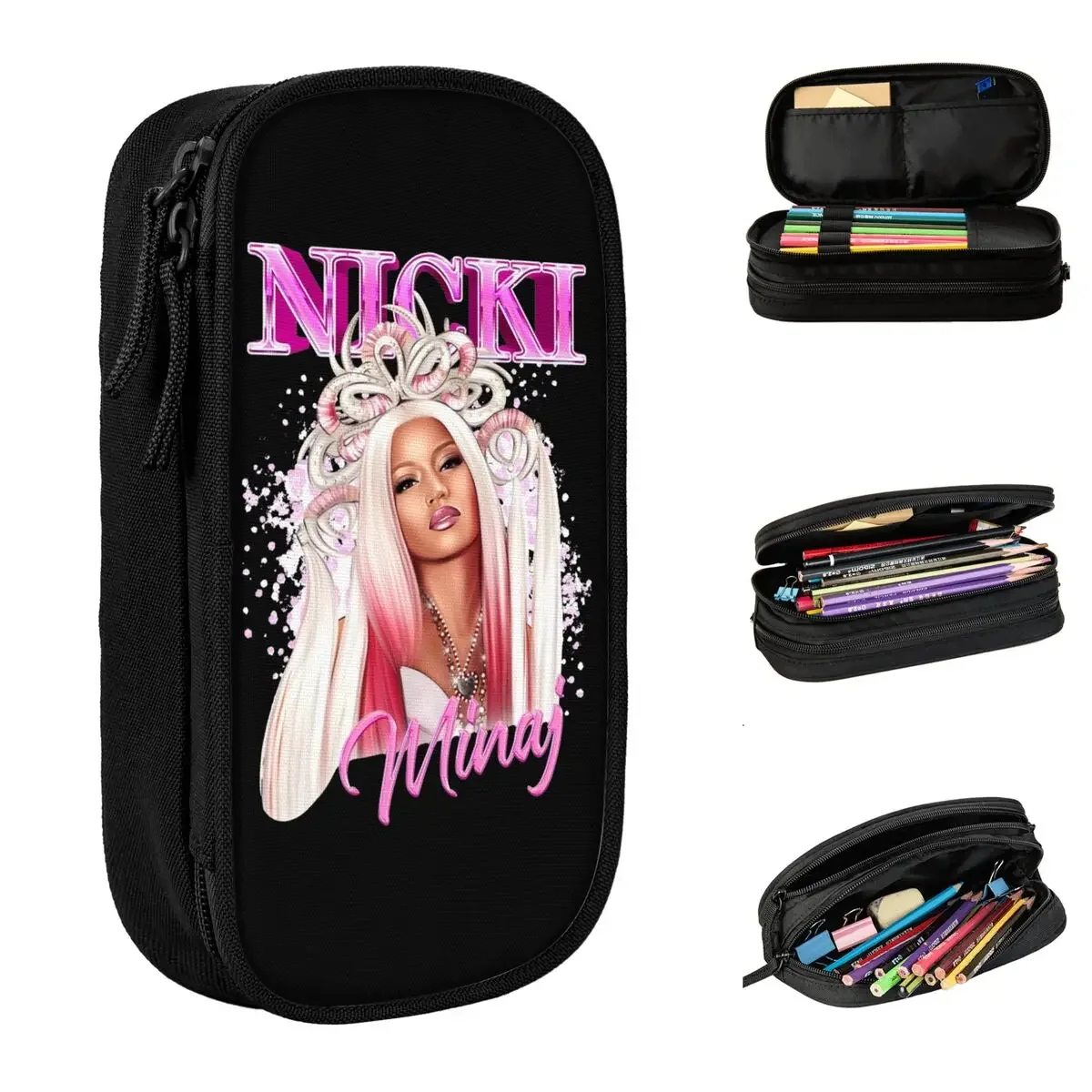 Nicki Minaj Queen Of Rap Pencil Cases Fashion Rapper Singer Music Pen Bags Kids Big Capacity Students School Gift Pencilcases