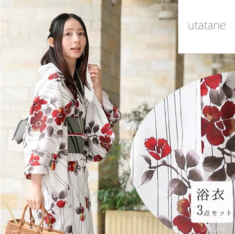 

Japanese kimono women's yukata pure cotton traditional kimono dress summer